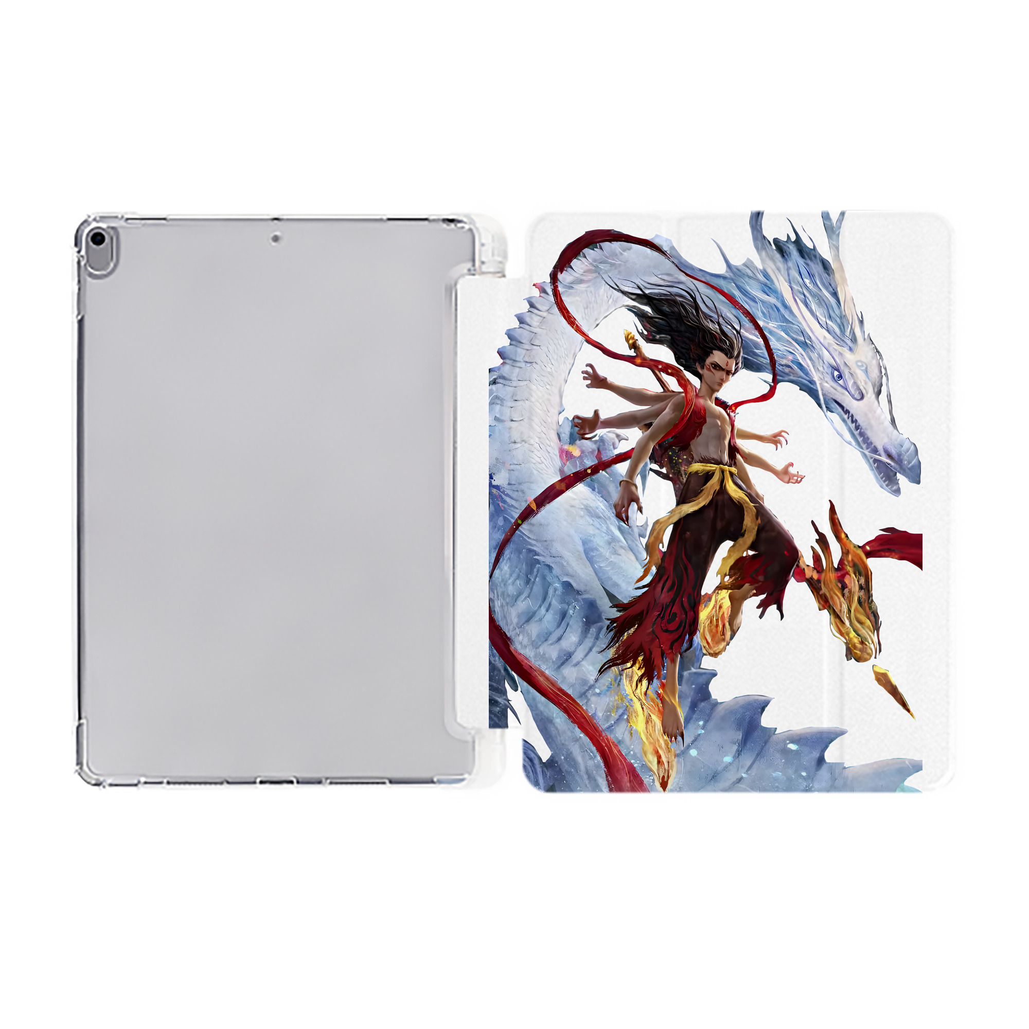 （画像用） Ne Zha 2 ナタ 魔童の大暴れ IPad ケース ペン収納付き 三つ折りスタンド PUレザー×シリコン 対応機種9.5/10.5/10.9インチ